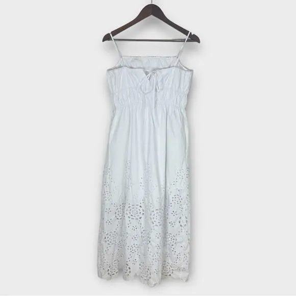 Madewell Embroidered Tank Midi Dress in Poplin White Size 12 NS131 New