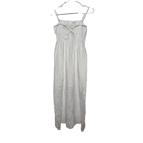 Madewell Embroidered Tank Midi Dress in Poplin Women's Size 2 in White New with