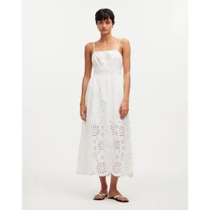 Madewell Embroidered Tank Midi Dress in Poplin Women's Size 2 in White New with