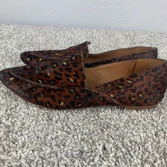 Madewell Frances Skimmer Loafer Women's Size 8.5 Brown Mini Leopard Print Flats