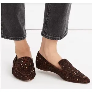 Madewell Frances Skimmer Loafer Women's Size 8.5 Brown Mini Leopard Print Flats