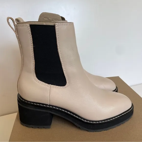 Madewell Harvest Moon Cream Chelsea Lugsole Heeled Ankle Boots Size 8 NH199