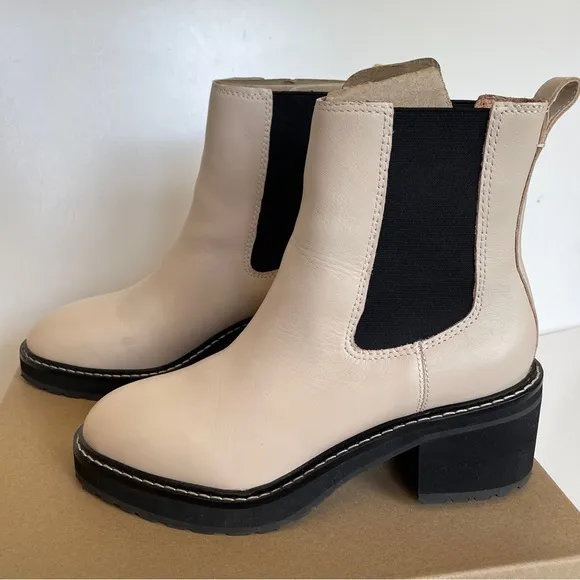 Madewell Harvest Moon Cream Chelsea Lugsole Heeled Ankle Boots Size 8 NH199