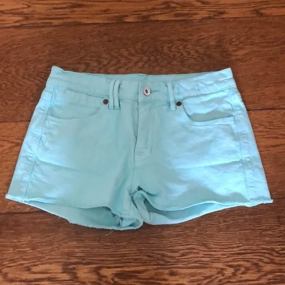 Madewell Robin's Egg Blue High Waisted Jean Shorts
