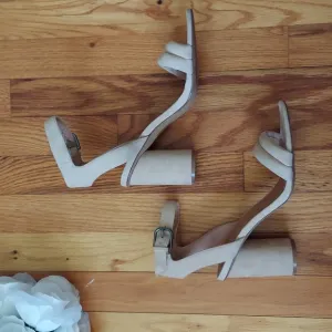 Madewell Rosalie Natural Tan Ankle Strap Cylindrical Heel Sandals Size 9.5