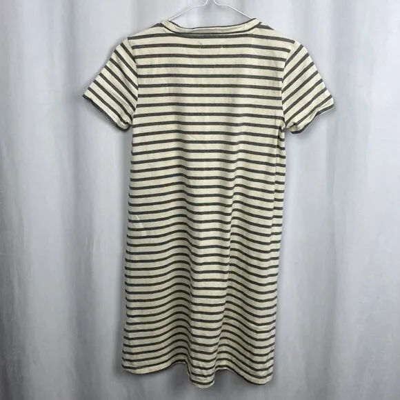 Madewell Striped Cotton T-Shirt Dress Ivory Navy - Size XXS