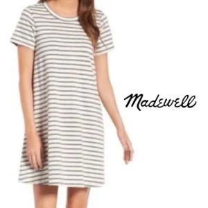 Madewell Striped Cotton T-Shirt Dress Ivory Navy - Size XXS