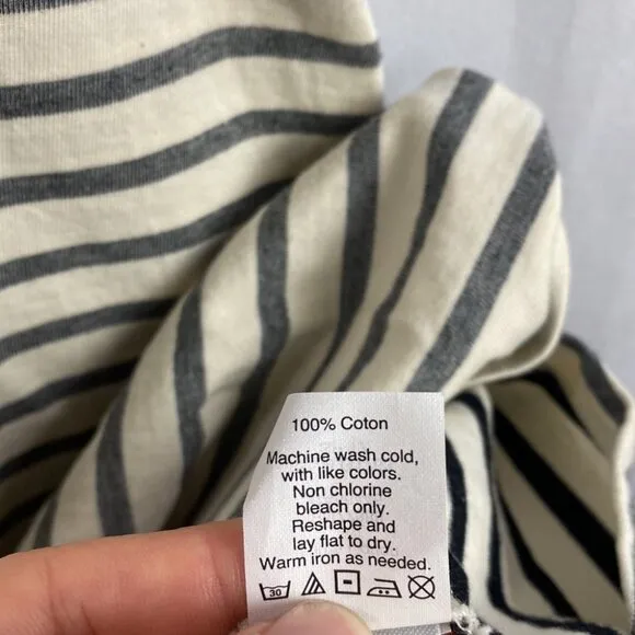 Madewell Striped Cotton T-Shirt Dress Ivory Navy - Size XXS