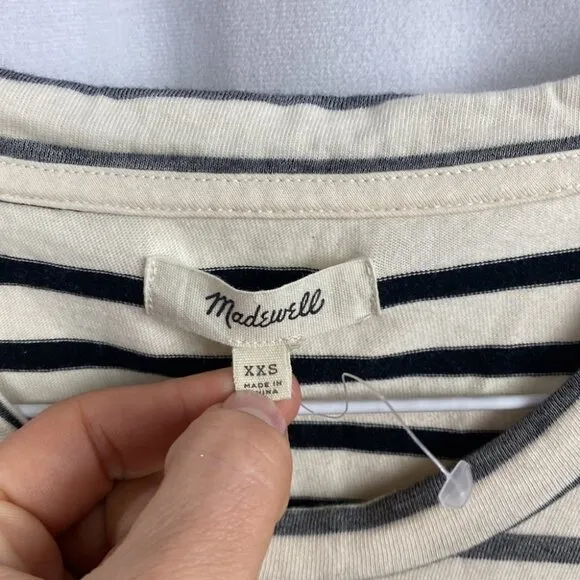 Madewell Striped Cotton T-Shirt Dress Ivory Navy - Size XXS
