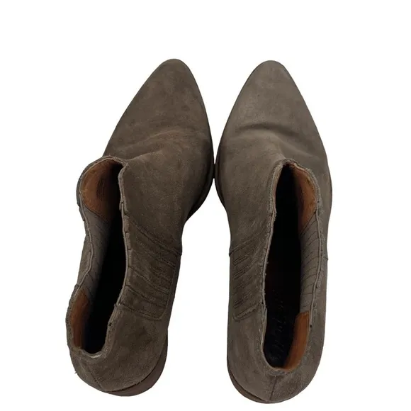 Madewell Taupe Block Heel Pointed Toe Ankle Booties Size 8 1/2 Women’s