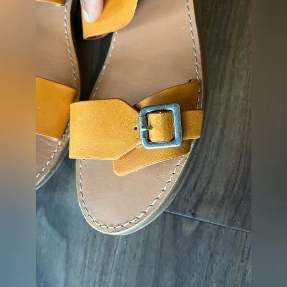 Madewell The Boardwalk Tan Camel Boho Leather Open Toe Ankle Strap 9.5 Sandal