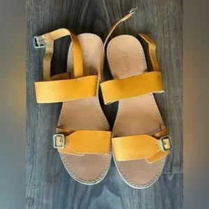 Madewell The Boardwalk Tan Camel Boho Leather Open Toe Ankle Strap 9.5 Sandal