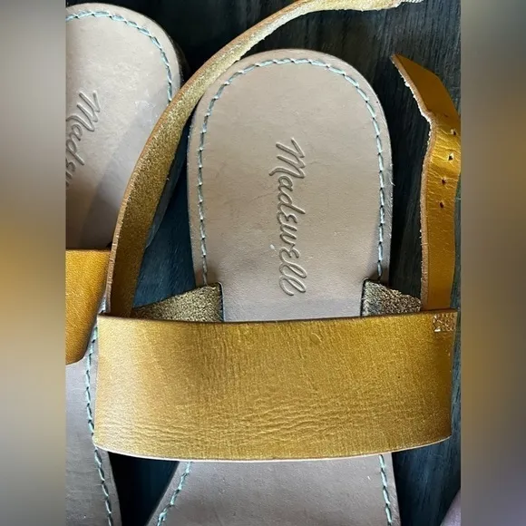 Madewell The Boardwalk Tan Camel Boho Leather Open Toe Ankle Strap 9.5 Sandal