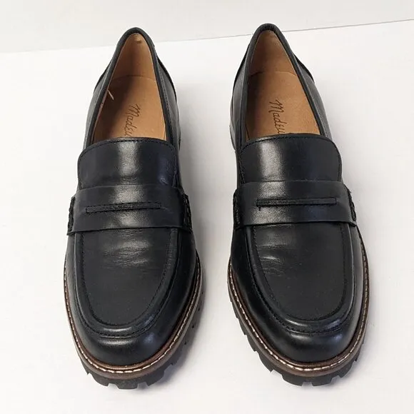 Madewell The Corinne Lugsole Loafers, Black Leather, Women's 7