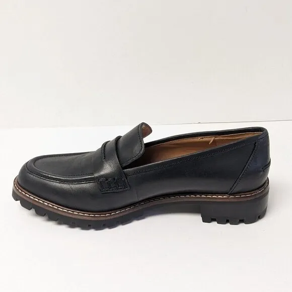 Madewell The Corinne Lugsole Loafers, Black Leather, Women's 7