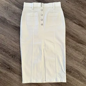 Madewell White High-Slit Jean Skirt