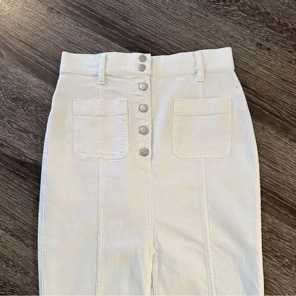 Madewell White High-Slit Jean Skirt