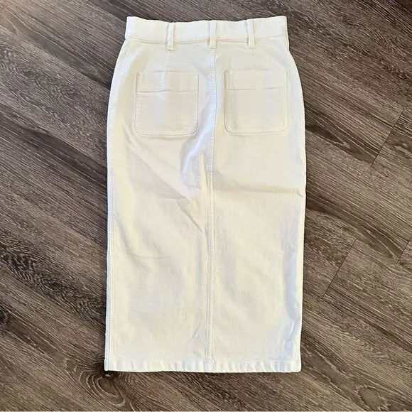 Madewell White High-Slit Jean Skirt