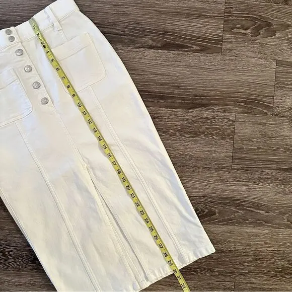 Madewell White High-Slit Jean Skirt