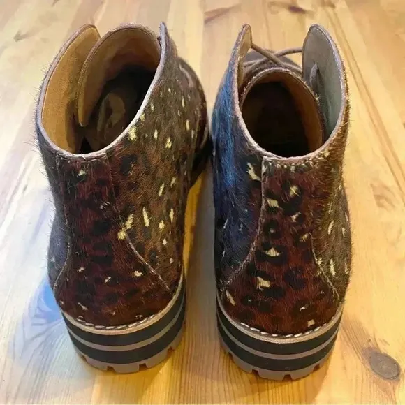 Madewell Wren Hiking Boots Desert Calf Hair Animal Print Lug Sole Lace Up