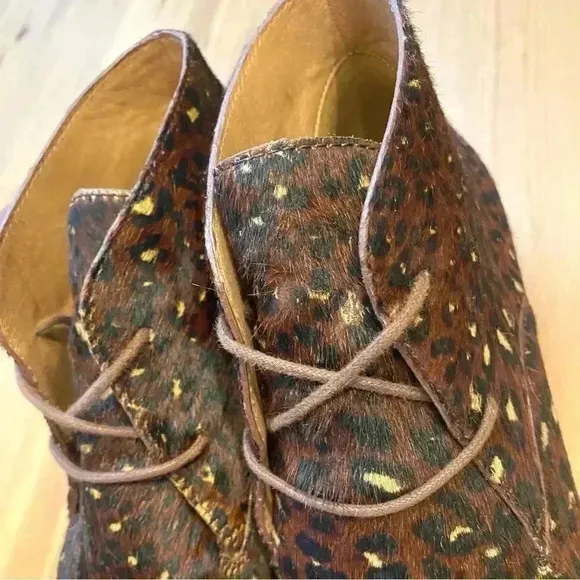 Madewell Wren Hiking Boots Desert Calf Hair Animal Print Lug Sole Lace Up