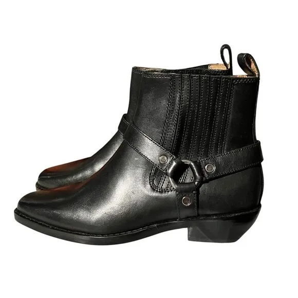 Madewell The Santiago Ankle Boots WMNS 8 Black Leather Square Toe Western Rodeo