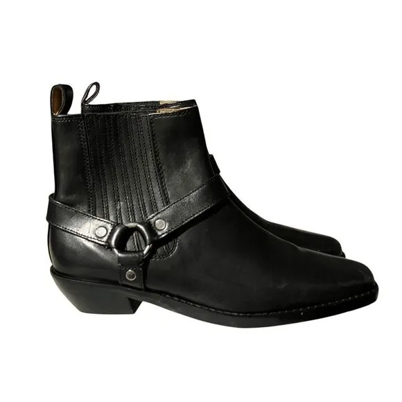 Madewell The Santiago Ankle Boots WMNS 8 Black Leather Square Toe Western Rodeo
