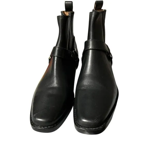 Madewell The Santiago Ankle Boots WMNS 8 Black Leather Square Toe Western Rodeo