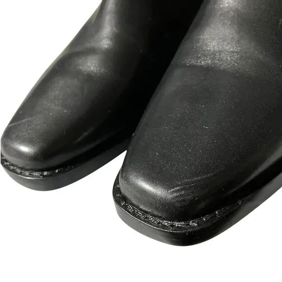 Madewell The Santiago Ankle Boots WMNS 8 Black Leather Square Toe Western Rodeo