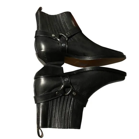 Madewell The Santiago Ankle Boots WMNS 8 Black Leather Square Toe Western Rodeo