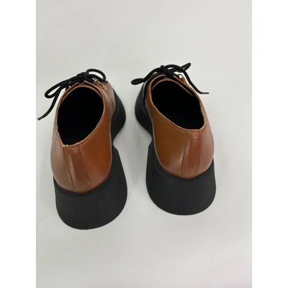 Maeve Flared Oxford Leather Loafers Lace Up Brown 39