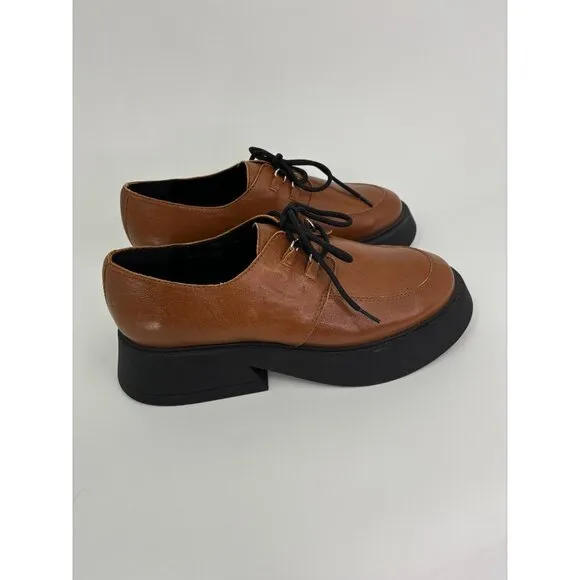 Maeve Flared Oxford Leather Loafers Lace Up Brown 39