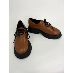 Maeve Flared Oxford Leather Loafers Lace Up Brown 39