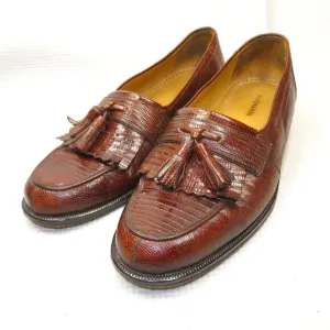 Magnanni 11539 Lizard Leather Tassel Loafers Cognac Brown Men's 8 Made In Spain