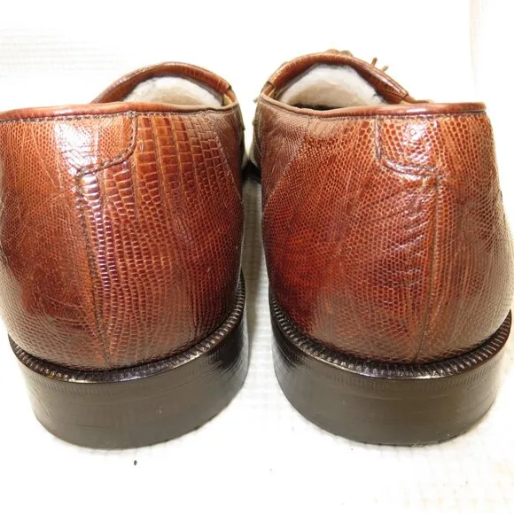 Magnanni 11539 Lizard Leather Tassel Loafers Cognac Brown Men's 8 Made In Spain