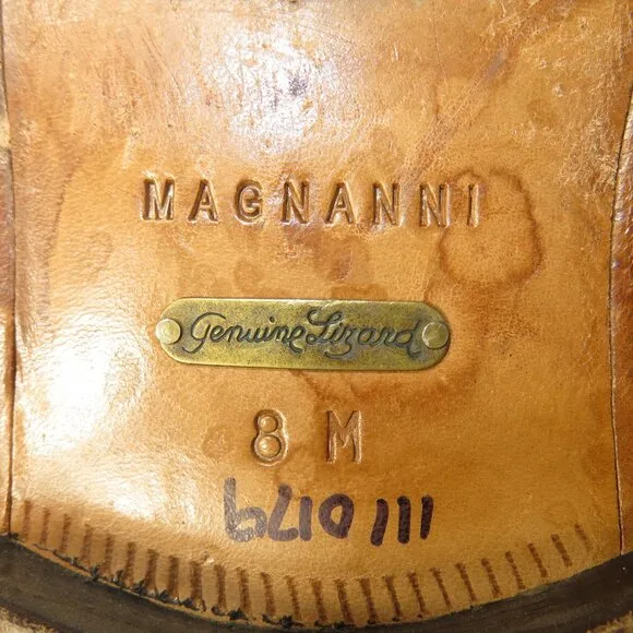 Magnanni 11539 Lizard Leather Tassel Loafers Cognac Brown Men's 8 Made In Spain