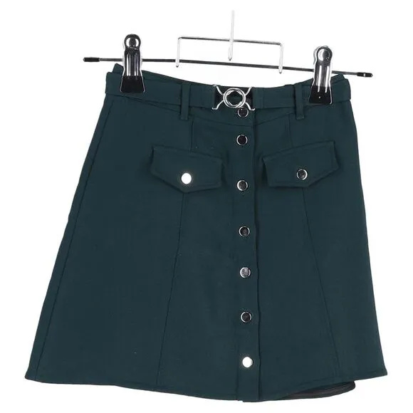 Maje Jibrali Buttoned Mini Skirt in Green Polyester