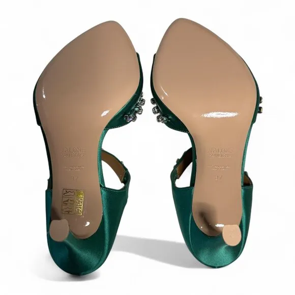 Malone Souliers Tala 90 Crystal Embellished Emerald Stiletto Size EU 37 *Flawed