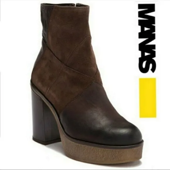 Manas Leather Platform Heel Boots