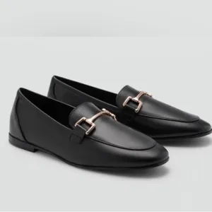 Mango leather loafers black