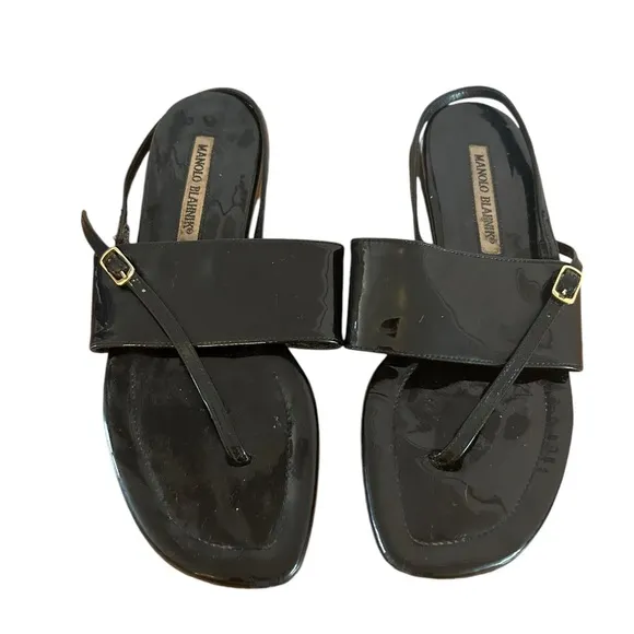 Manolo Blahnik Illus Patent Glossy Sandals