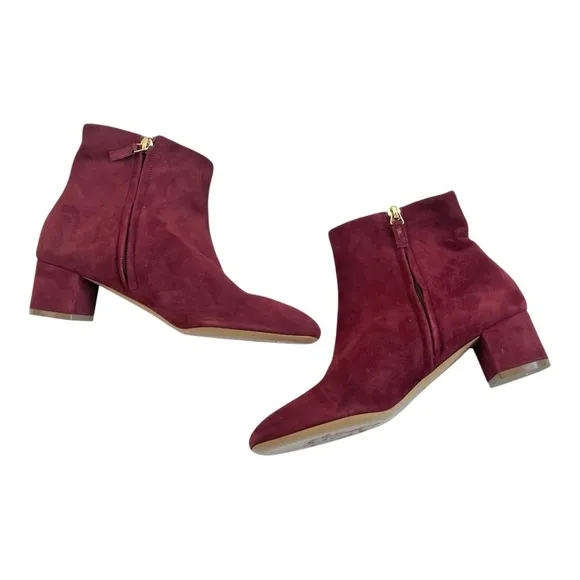 Mansur Gavriel Maroon Red Suede Ankle Boots