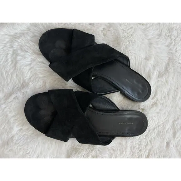 Mansur Gavriel womens Sandals EUR41 / US10 Crisscross Flat Black Suede Leather
