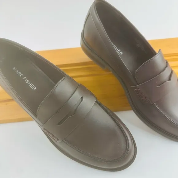 Marc Fisher Brown Loafers Classic Penny Design