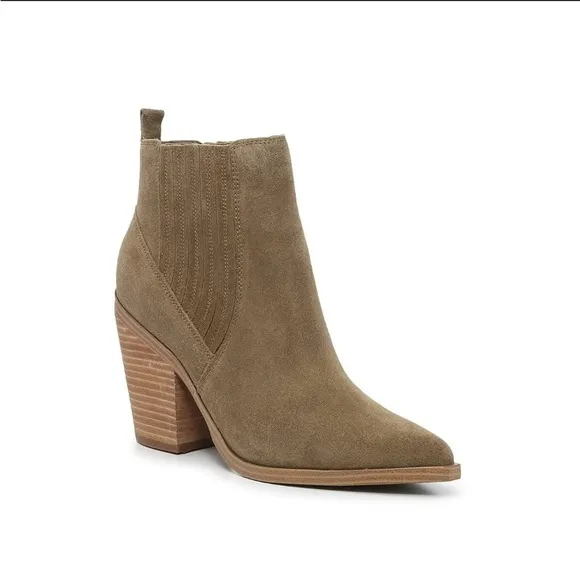 Marc Fisher Carves Suede Ankle Boots Taupe Women’s Size 9