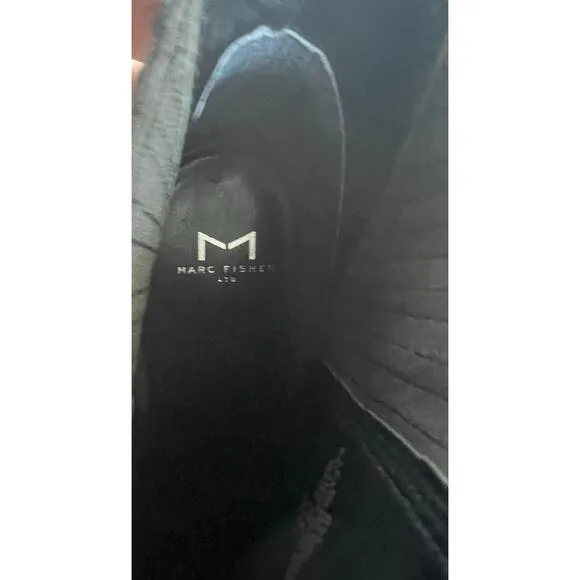 Marc Fisher Gadri Black Leather Block Heel Pointed Bootie  Slip On Boots Sz 8M