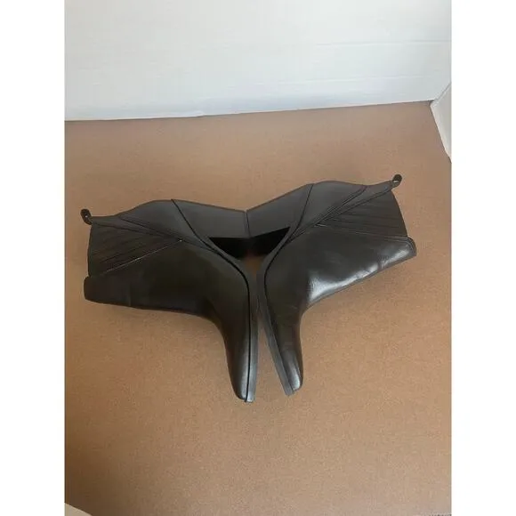 Marc Fisher Gadri Black Leather Block Heel Pointed Bootie  Slip On Boots Sz 8M