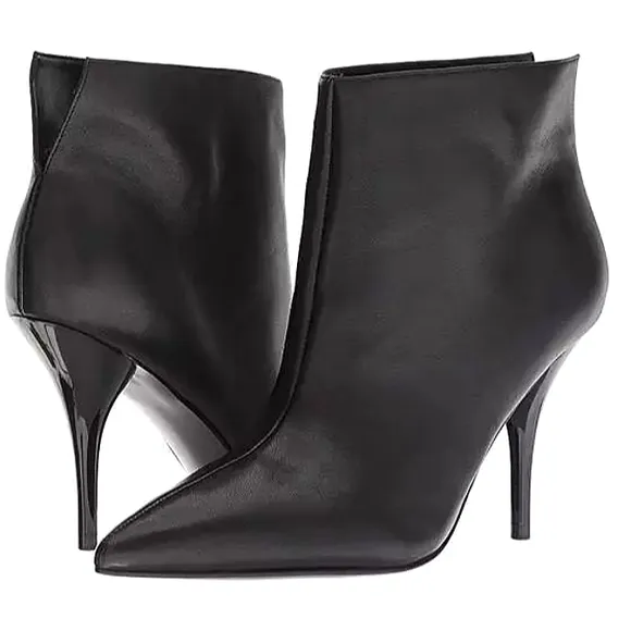 Marc Fisher Ltd Ankle Boots Black Smooth Napa Leather Stilletto Heel Pointed Toe