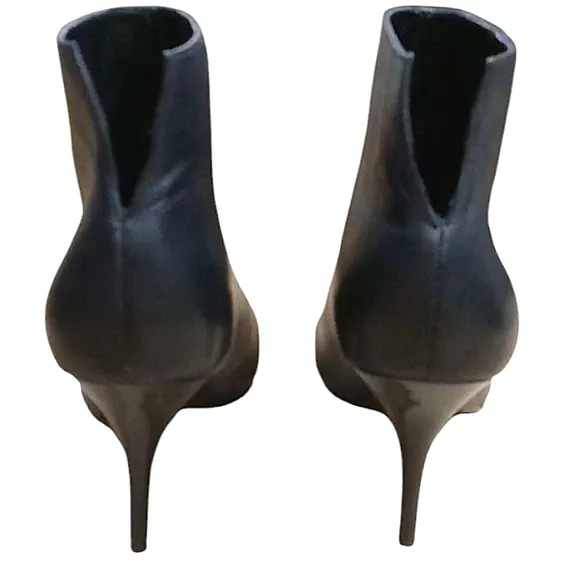 Marc Fisher Ltd Ankle Boots Black Smooth Napa Leather Stilletto Heel Pointed Toe
