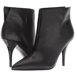 Marc Fisher Ltd Ankle Boots Black Smooth Napa Leather Stilletto Heel Pointed Toe